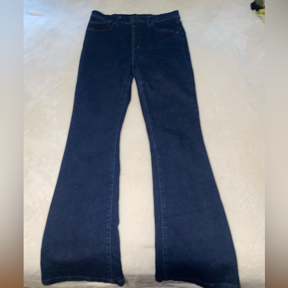 Express denim high rise waist flare button fly jeans size 10 regular EUC